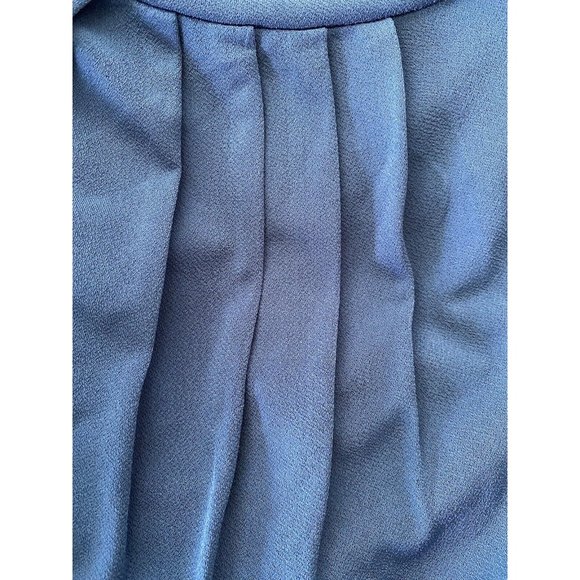 Ann Taylor Teal Pleated Front 3/4 Sleeve Blouse Back Gold Back Zipper Size M EUC - Picture 9 of 11